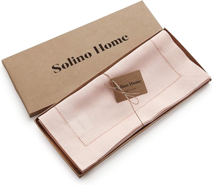 Solino Home Linen Pink Table Runner 144 Inches Long - 100% Pure Linen Extra L...