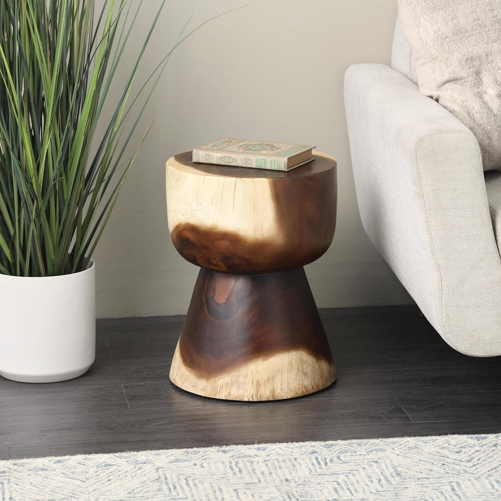 Deco 79 Wood Handmade Side End Accent Table Hourglass End Table with Natural ...
