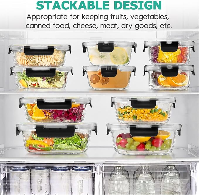 34pcs Glass Food Storage Containers