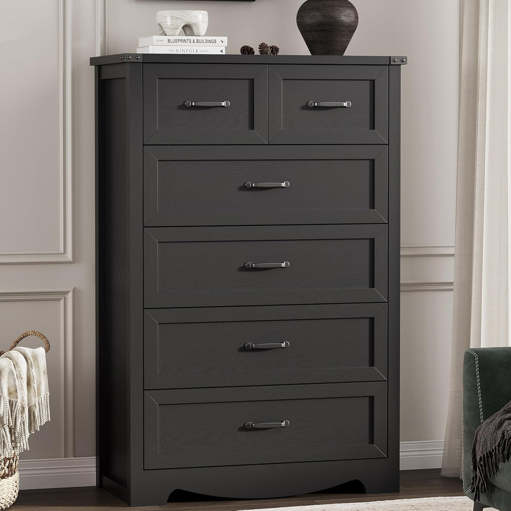 Dresser for Bedroom with 6 Drawers, 49" Tall Wood Chest of Drawers with ...