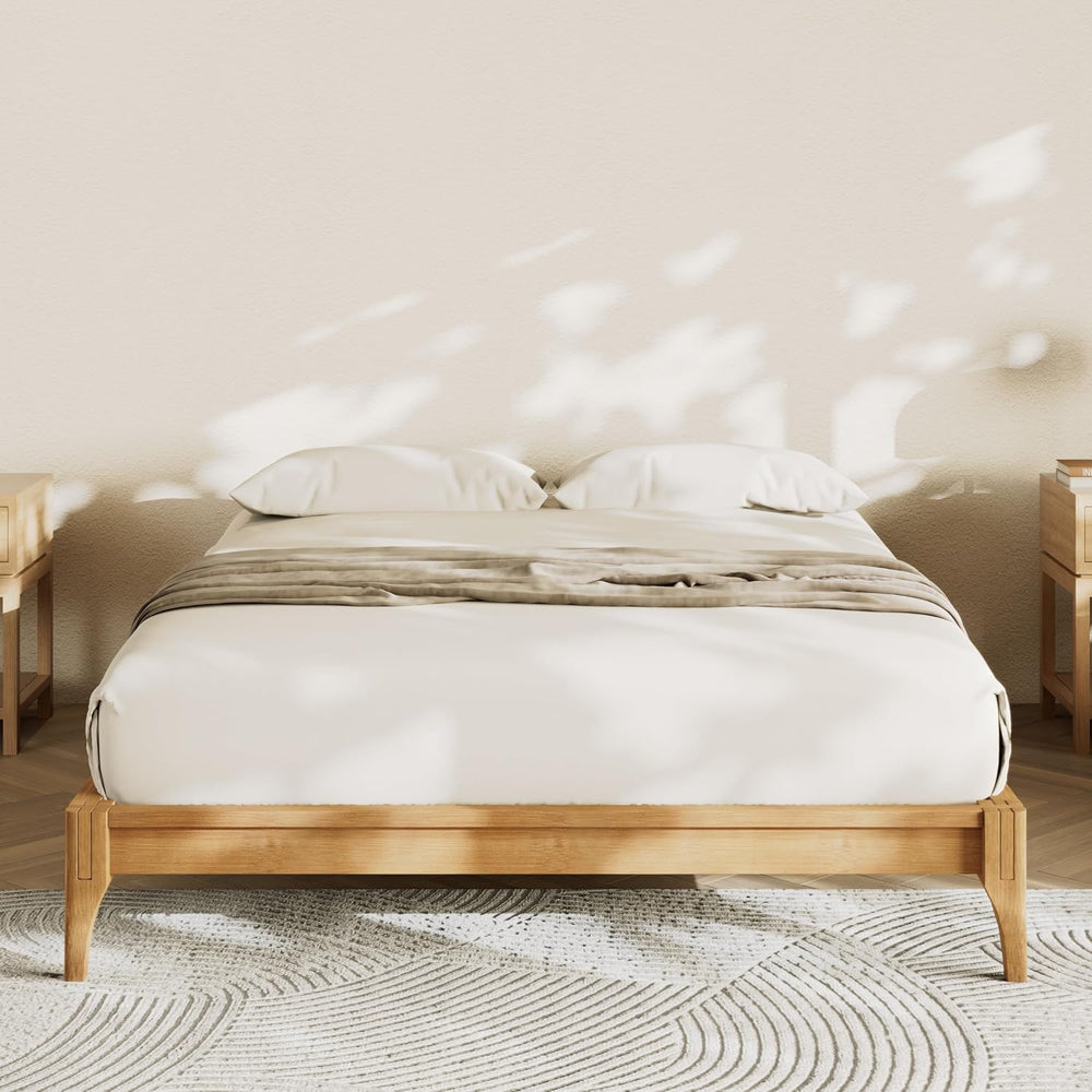 Merax Full Size Bamboo Japanese Joinery Bed Frame, Tools Free, Natural
