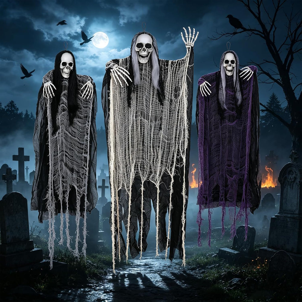 3 Pack Halloween Hanging Skeleton Decorations Outdoor Indoor Yard