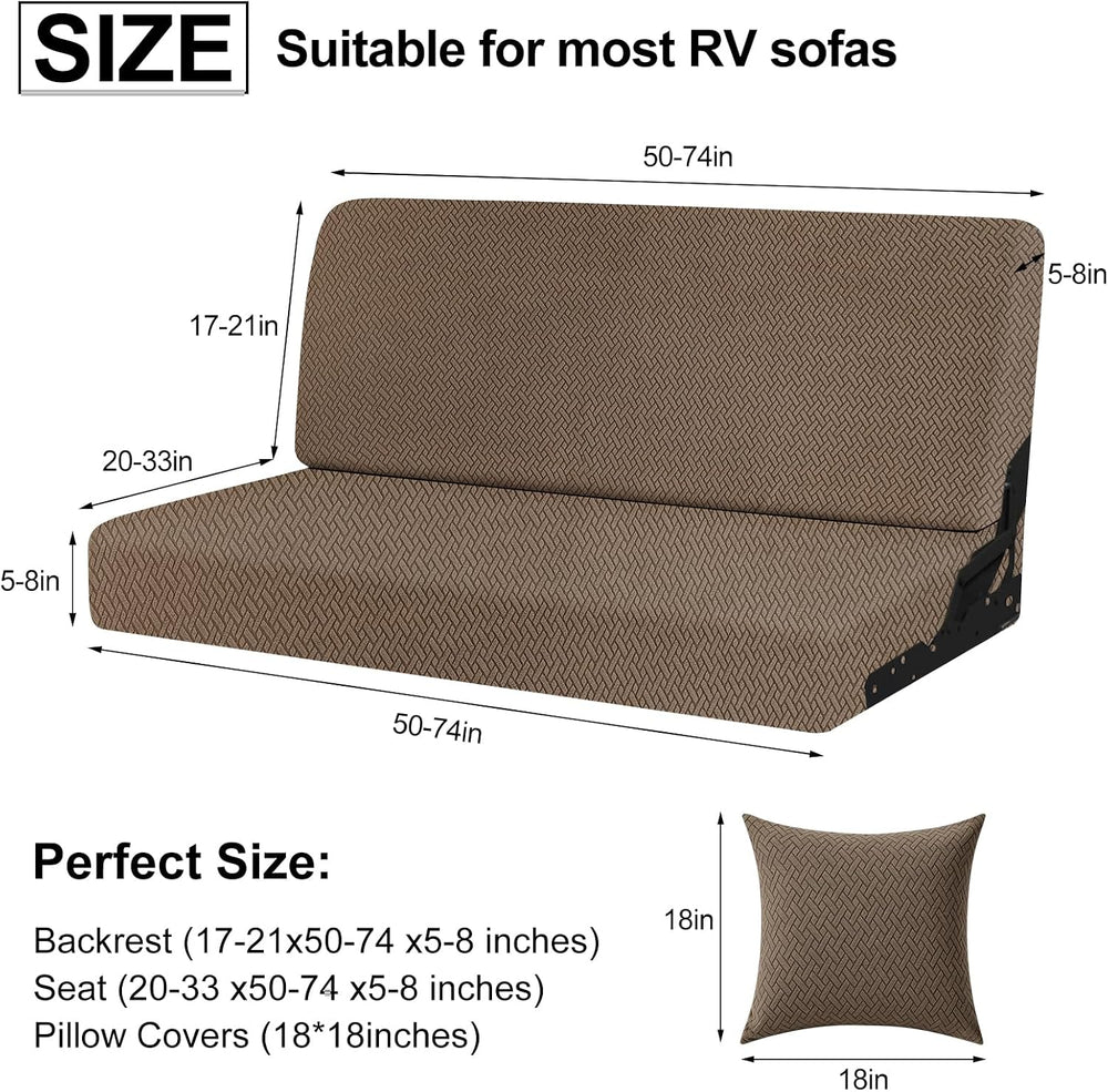 RV Couch Covers for Sofa Bed – 2 Piece with 2 Pillow Covers,Brown