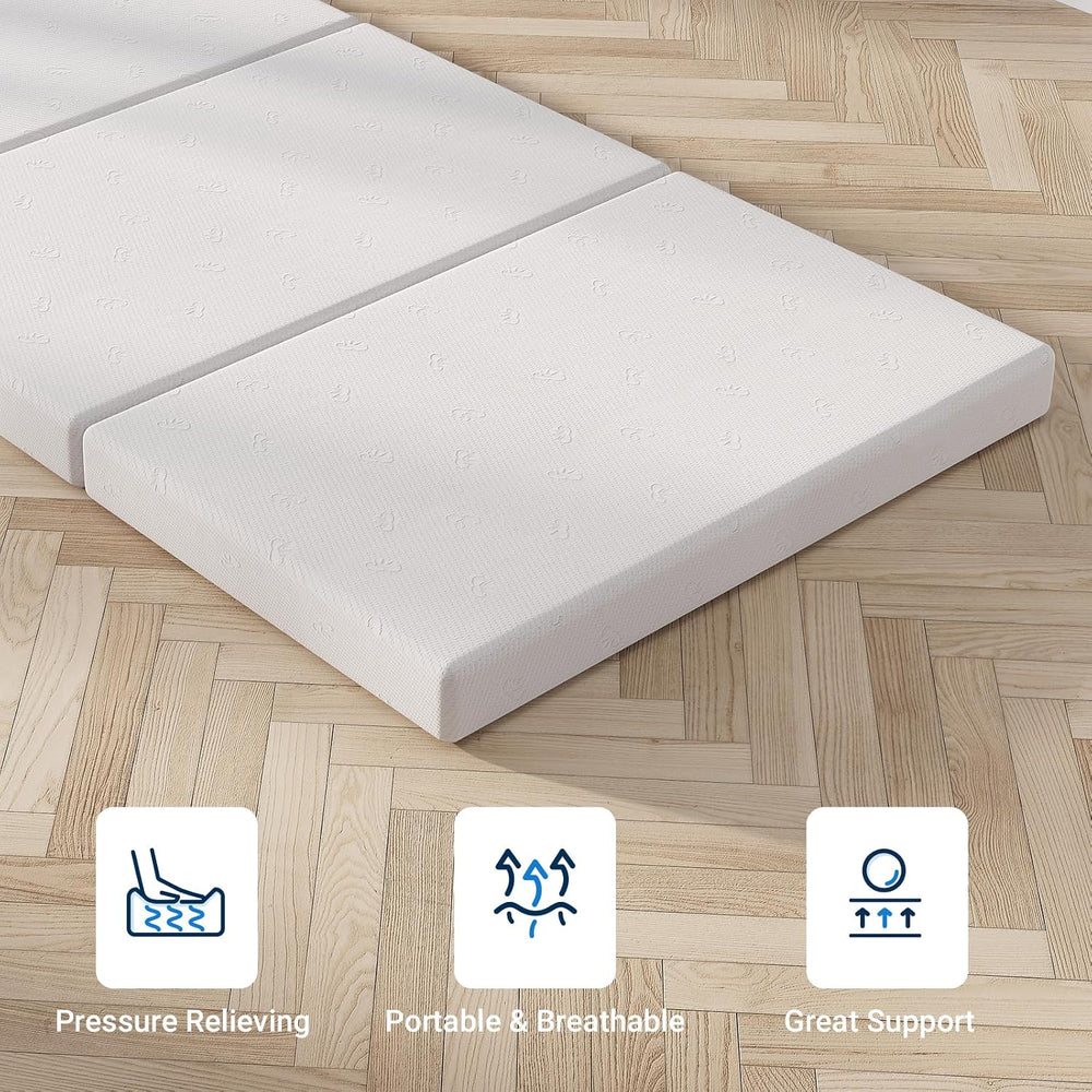 Avenco Tri-fold Mattress Topper - 4 Inch Single Size Portable Floor Mattress ...