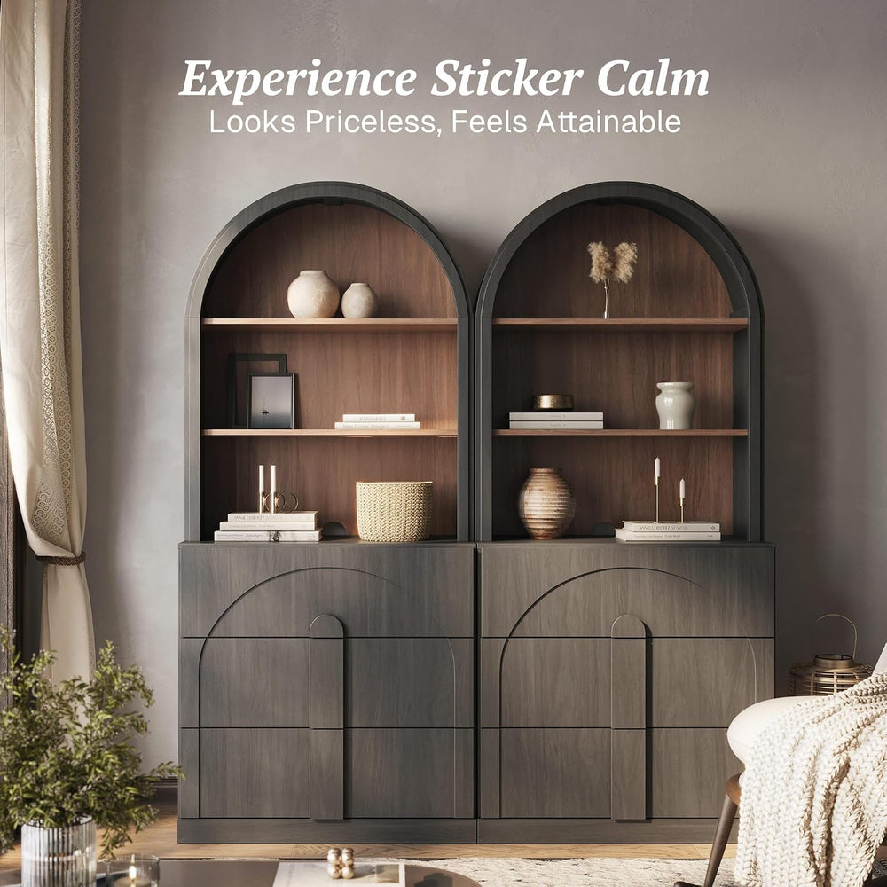 BELLEZE Bijou Storage Cabinet with Drawer, Set of 2 - Ebony