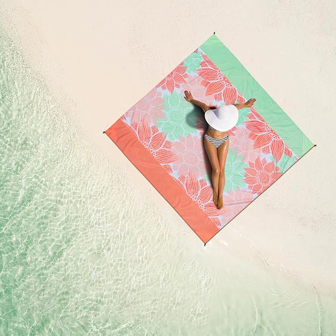 HIHOHO Beach Blanket Waterproof Sandproof Extra Large Beach Mat 79" X