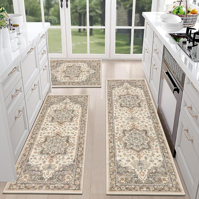 HEBE Boho Kitchen Rug Sets 3 Piece