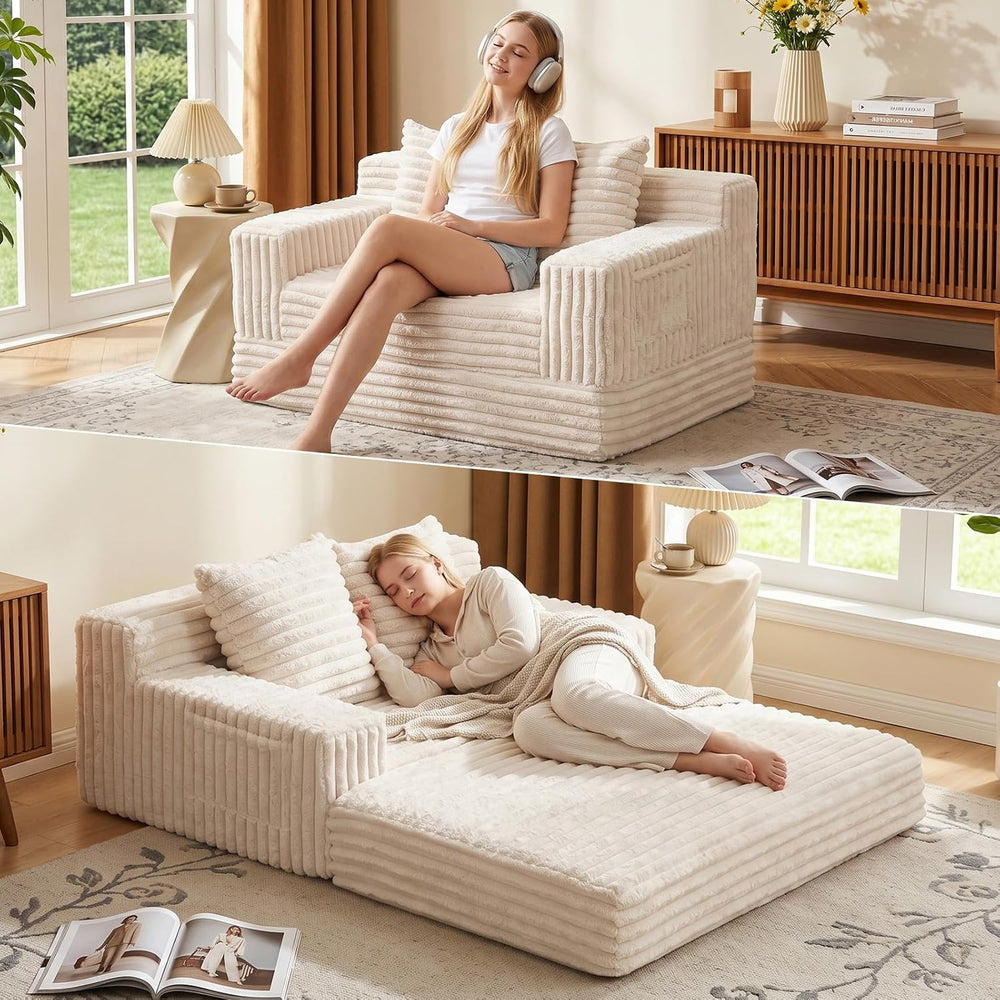 Erament Boneless Loveseat Convertible Sofa Bed, Folding Floor Futon Sleeper S...