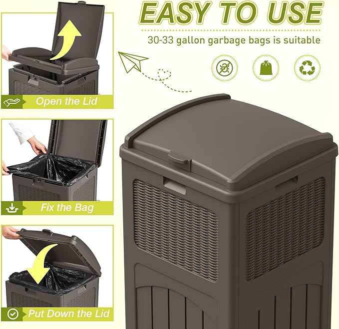 Greesum 33 Gallon Outdoor Trash Can