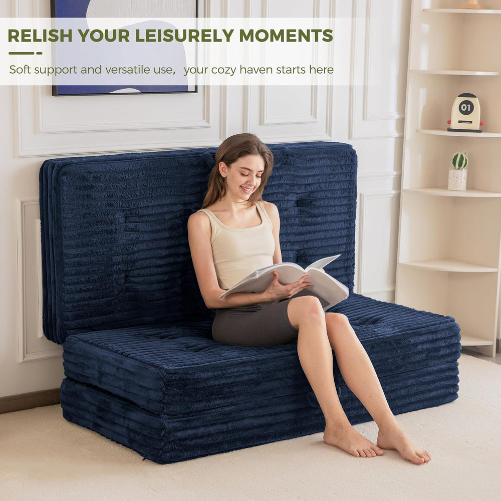 MAXYOYO Folding Sofa Couch Bed, 6 Inch Tri-Fold Floor Sofa Bed, Folding Mattr...