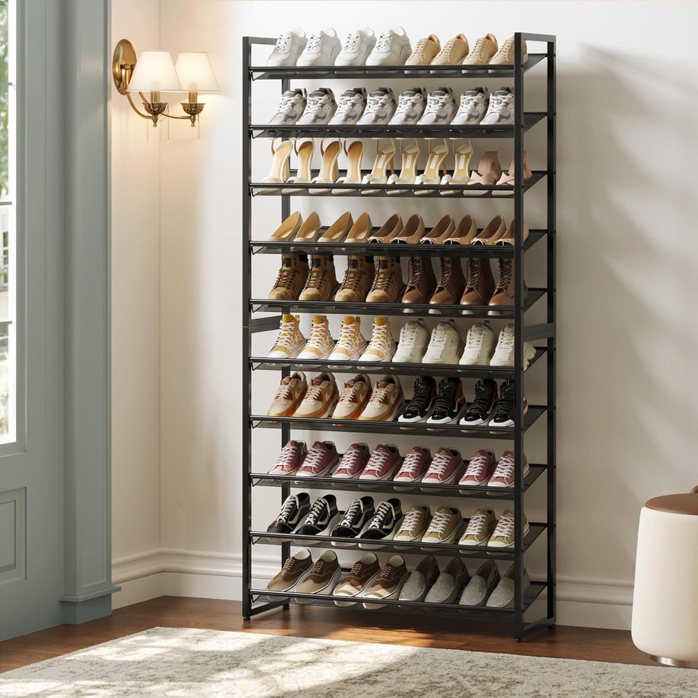 Nunsino Shoe Rack,10 Tier Metal Shoe Organizer,Max Holds 50 Pairs,Heavy Duty ...