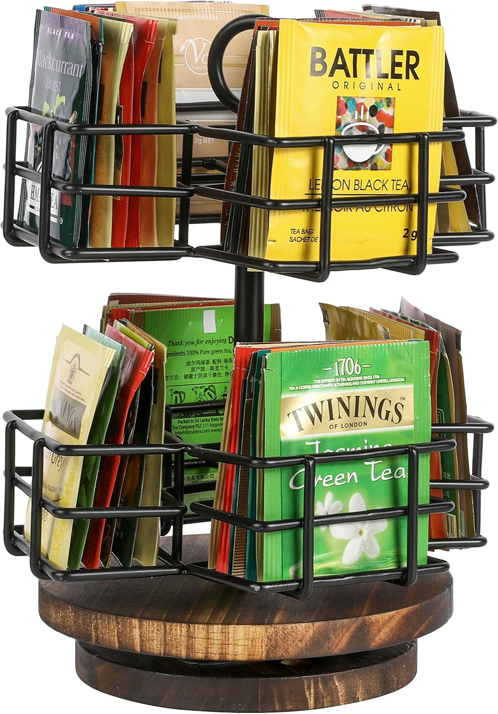 MyGift 8 Compartment Tea Bag Organizer Carousel, Coffee Station Storage Caddy
