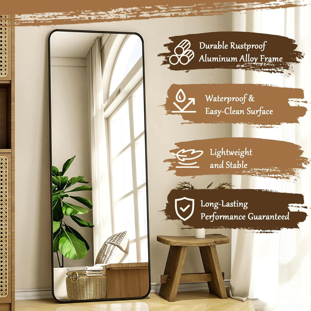 XRAMFY 56"x21" Floor Full Length Mirror Standing Full Body Rounded ...
