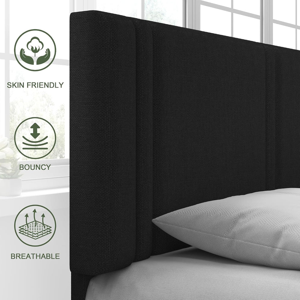 Feonase Full Size Platform Bed Frame, Fabric Upholstered Full Bed Frame, Soli...