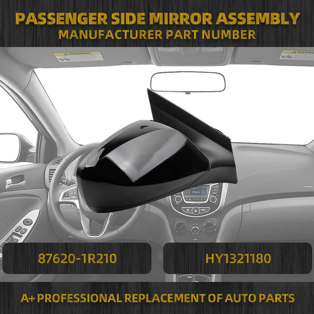 Dasbecan Right Side Mirror Compatible with 12-17 Hyundai Accent Black 3 pin