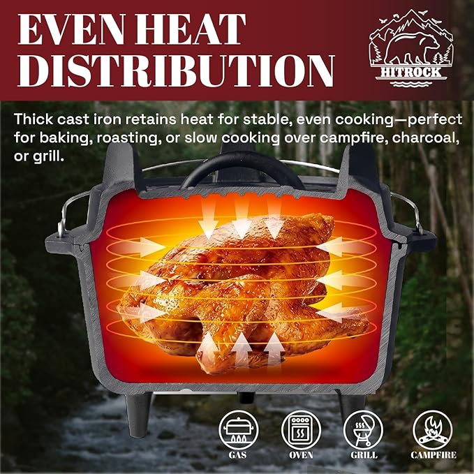 HITROCK Cast Iron Camp Dutch Oven