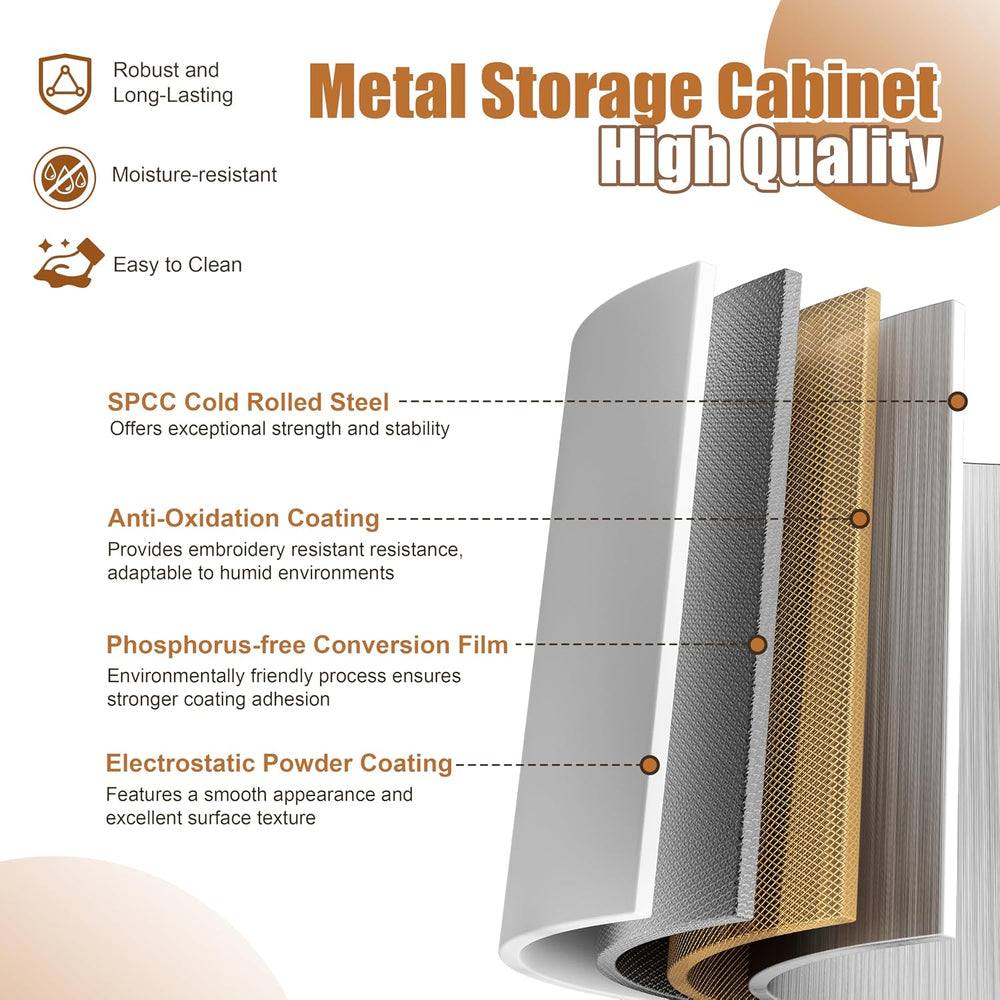 Metal Wardrobe Closet with Mirror Doors and 2 Adjustable Shelves