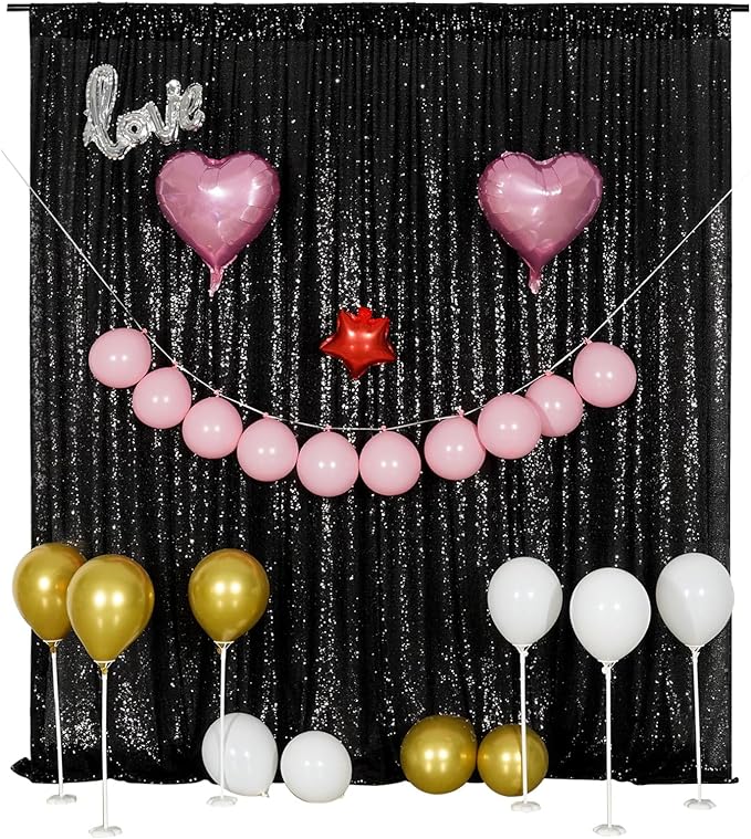 Poise3EHome Black Sequin Backdrop, 20Ft x 10Ft Glitter Photography Background...
