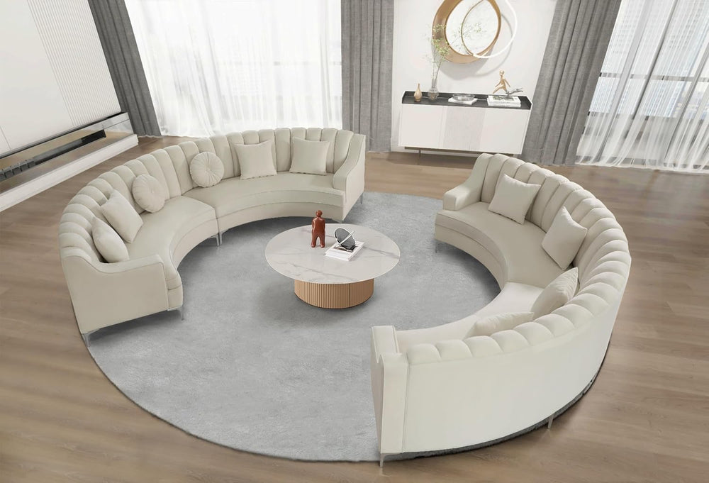 Legend Vansen Semicircle Modular Curved Velvet Sectional Sofa,141.34”Oversize...