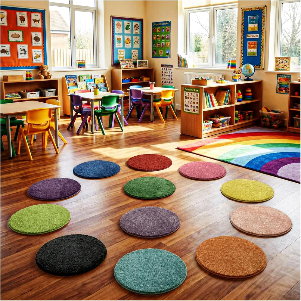 Koeckritz Rugs Rainbow Carpet Circle Seats, Set of 12, 18" Round