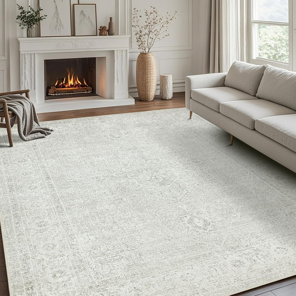 8x10 Washable Area Rugs for Living Room,Bedroom,Dining Room(Concrete Grey)