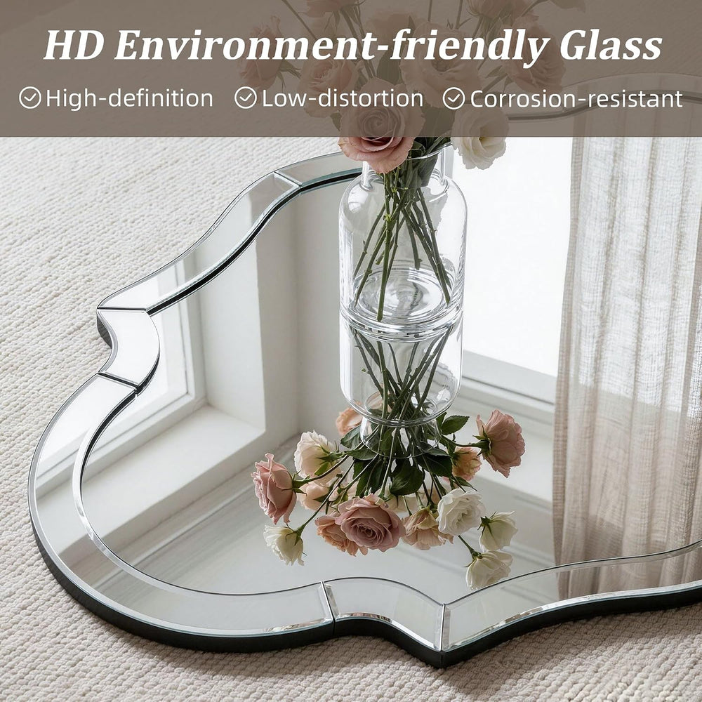 40"x28" Large Scalloped Beleved Decorative Mirror for Living Room