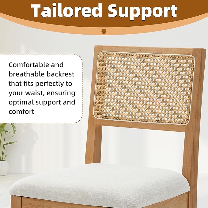 Westice Rattan Dining Chairs Set of 6, Farmhouse Natural Dining Room Chairs w...