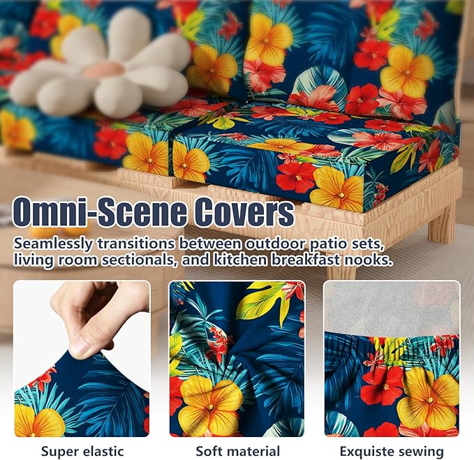 8Pcs Stretch Patio Cushion Covers, Outdoor Couch & Sofa Replacement Slipc...