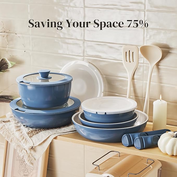 Redchef 16pcs Ceramic Nonstick Pots and Pans Set, Kitchen Cookware Set