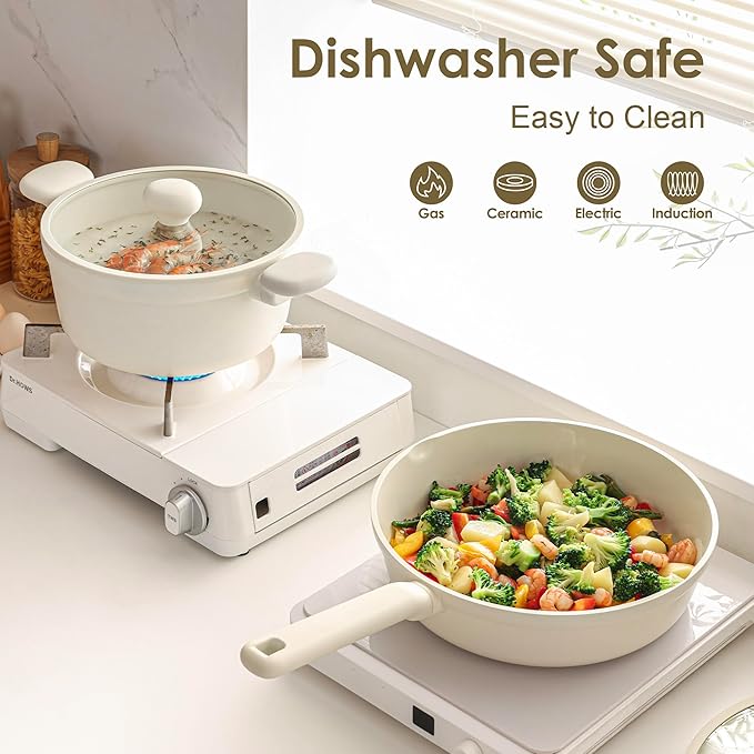 SENSARTE Ceramic Nonstick Pots and Pans Set 17pcs, Healthy Induction Cookware
