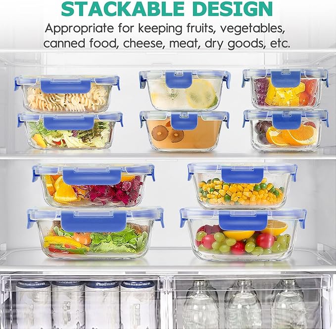 34pcs Glass Food Storage Containers
