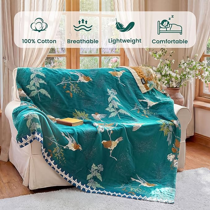 MSGKV The Boho Layer: 60"x80" Cotton Throw Blanket – Full Size