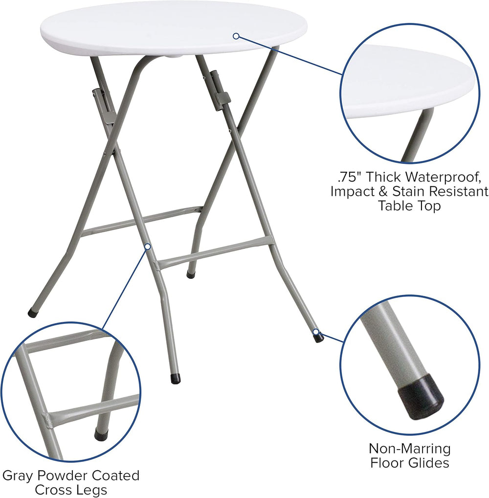 Flash Furniture 2-Foot Round Granite White Plastic Folding Table