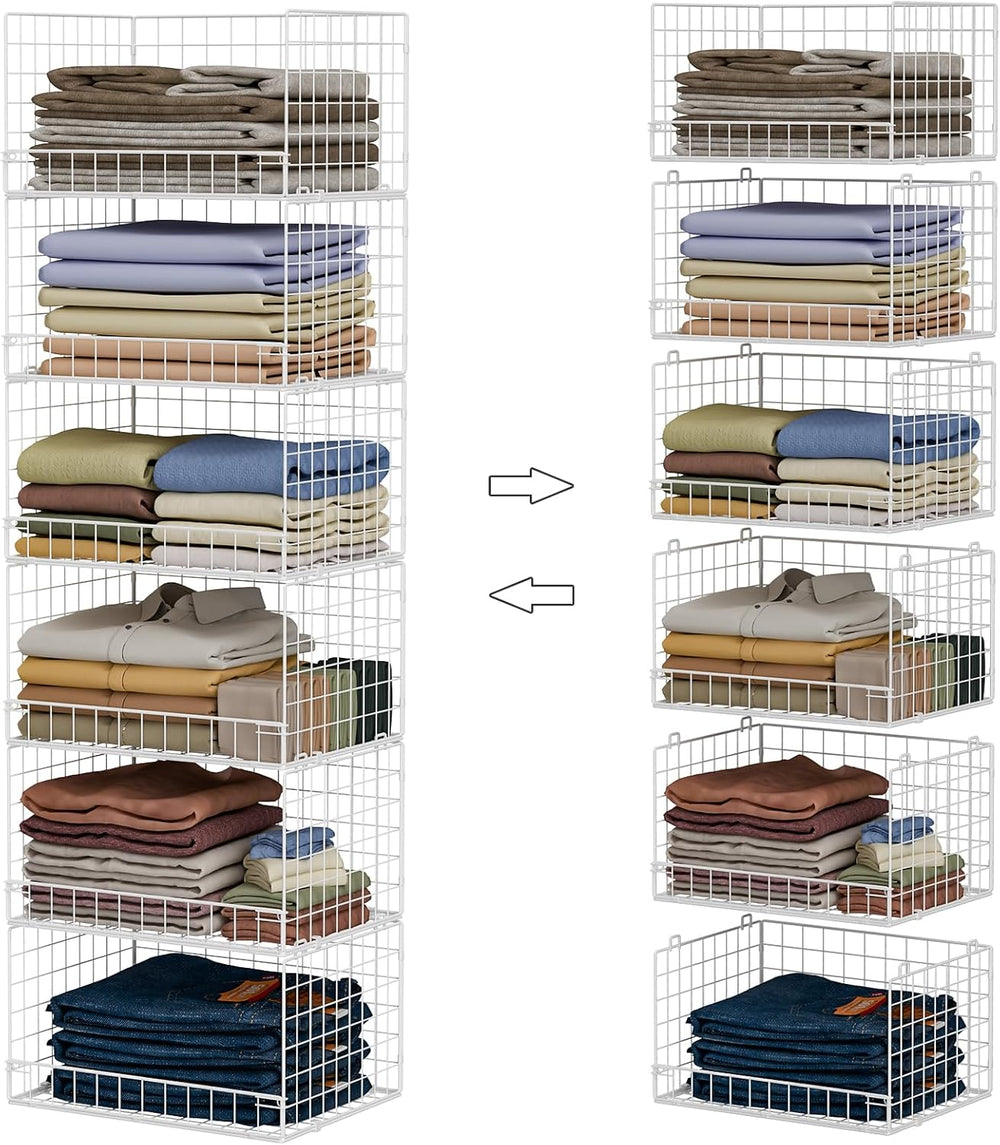 Yociyoga 6-Tier Stackable Closet Organizers and Storage Shelves, Closet Shelf