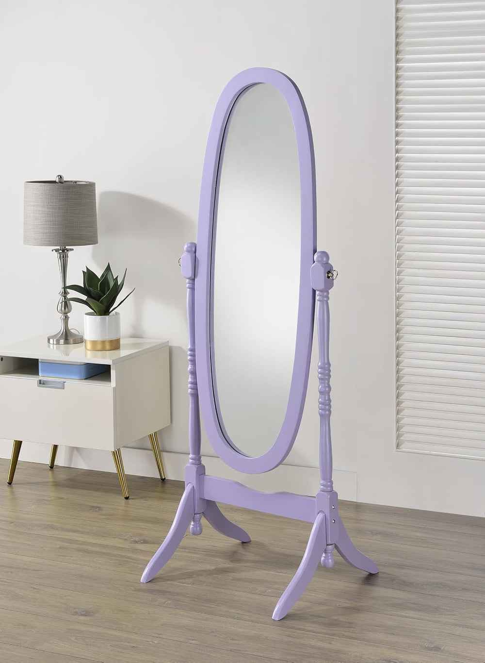 Roundhill Furniture Traditional Queen Anna Style Wood Floor Cheval Mirror, Pu...