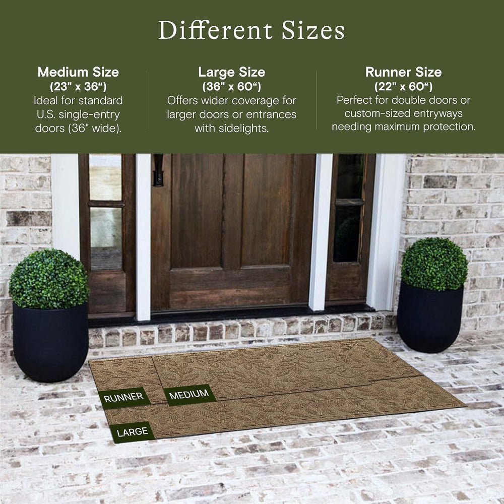 WaterHog Brittney Leaf Front Door Mat Indoor Outdoor Entrance, All-Weather