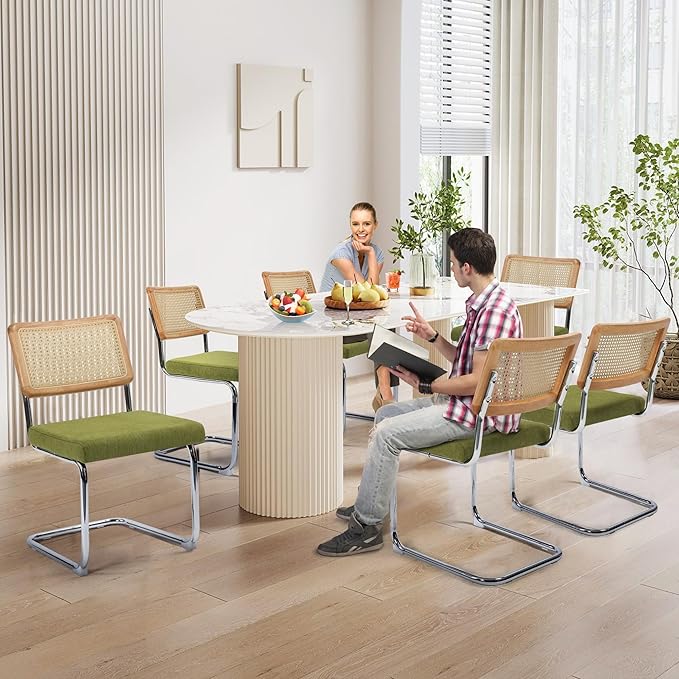 Dining Chairs Set of 4, Modern Rattan Kitchen Chairs, Mid Century Modern Desi...