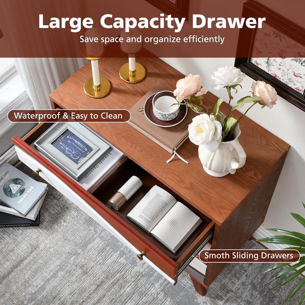 3-Drawer Dresser with Sculpted Wave Fronts, Tri-Color Drawer Design, Modern C...