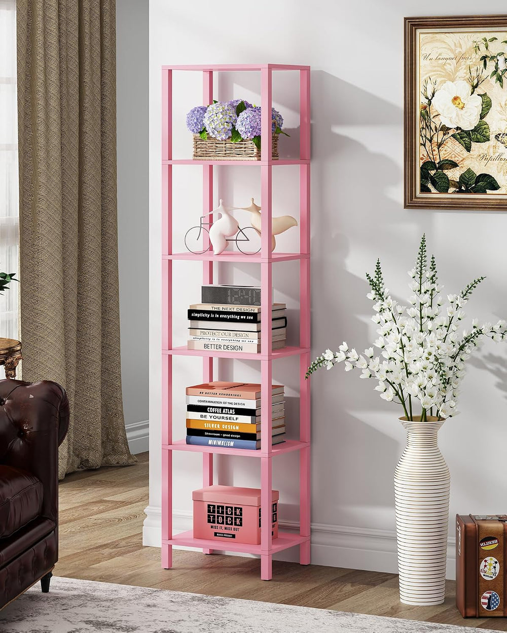 TUTOTAK Bookshelf, 6-Tier Tall Narrow Book Shelf for Small Space | 10.7 x 14....