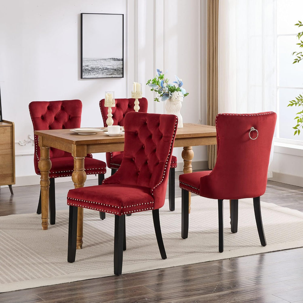KEIKI Tufted Dining Room Chairs Set of 2, Velvet Kitchen Nailhead Trim Chairs...