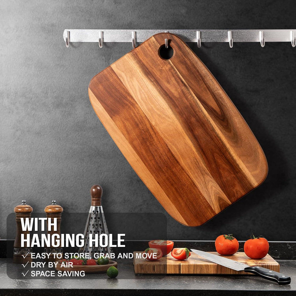 Acacia Wooden Cutting Board,JAMES.F Large Wood Cutting Boards for Kitchen, Bi...