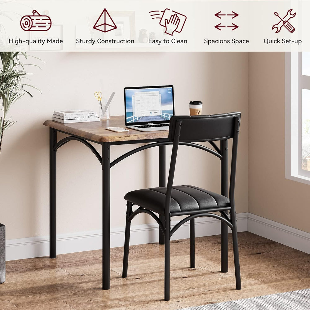 3-Piece Dining Table Set for 2, Kitchen Table Set with 2 Upholstered Chairs, ...