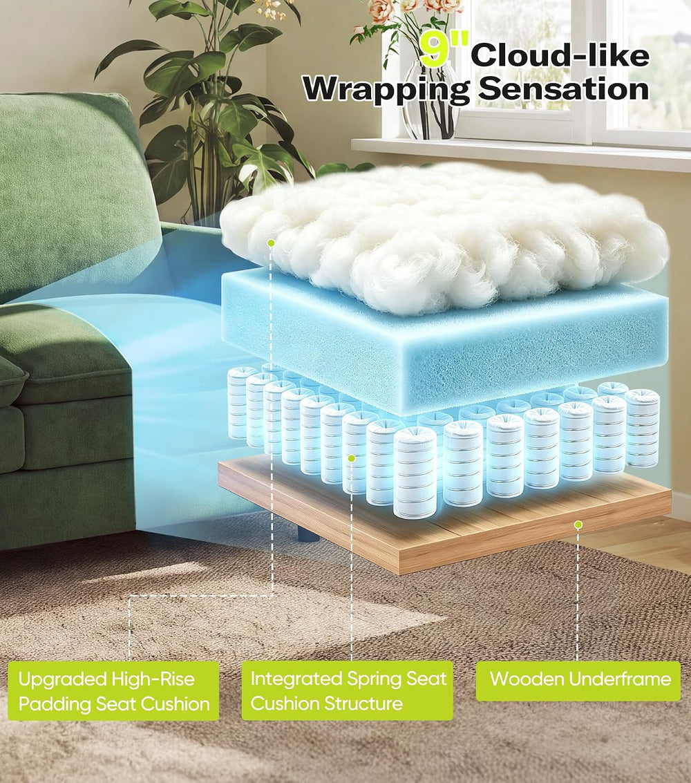 Welzona 3-Layers Cloud Loveseat Sofa, 51" Small Couch, Teddy Small Sofa