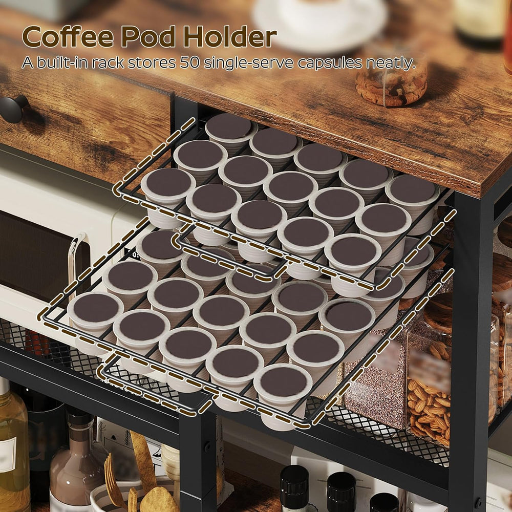 YATINEY Bakers Rack with Storage, 5-Tier Coffee Bar Station with Drawer, Kitc...