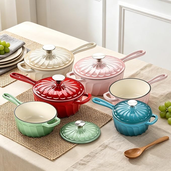 Enameled Cast Iron Sauce Pan, 2 Quart Enameled Saucepan