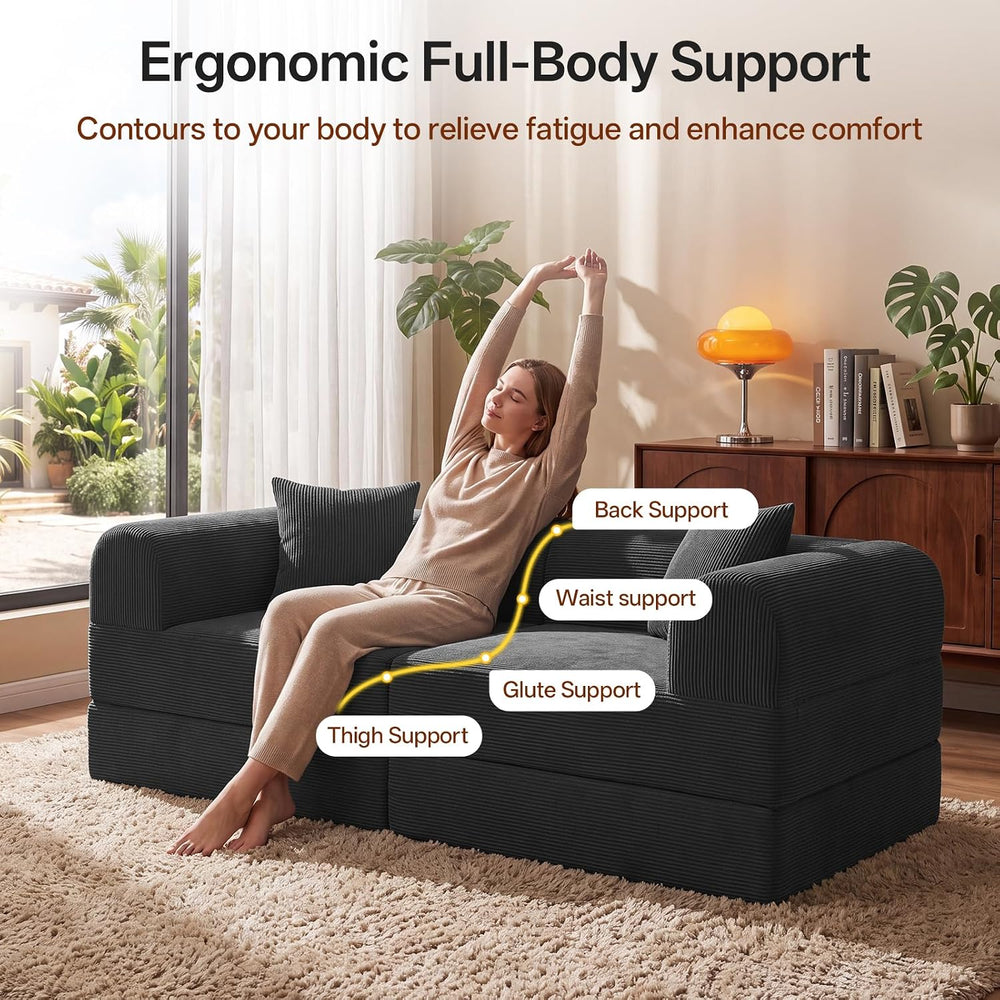74.8’’Convertible Futon Sofa Bed, Boneless Couch for Living Room