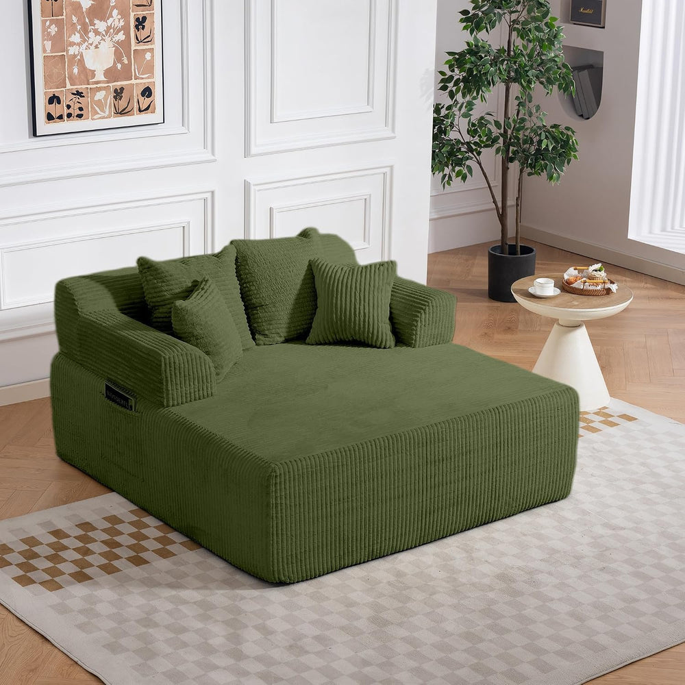 58" Oversized Boneless Chaise Chair, Green