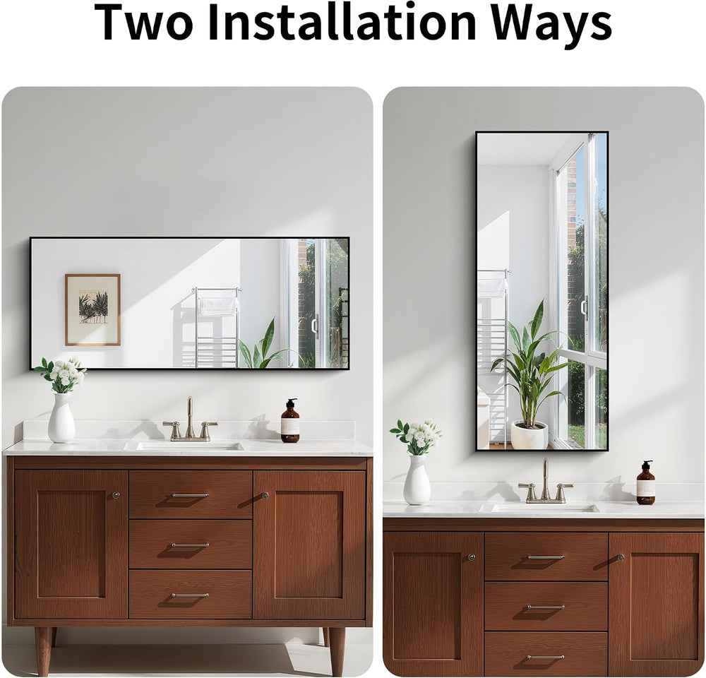 KOCUUY Black Mirror 20x48 Inch, Metal Framed Mirror for Bedroom, Modern Decor...