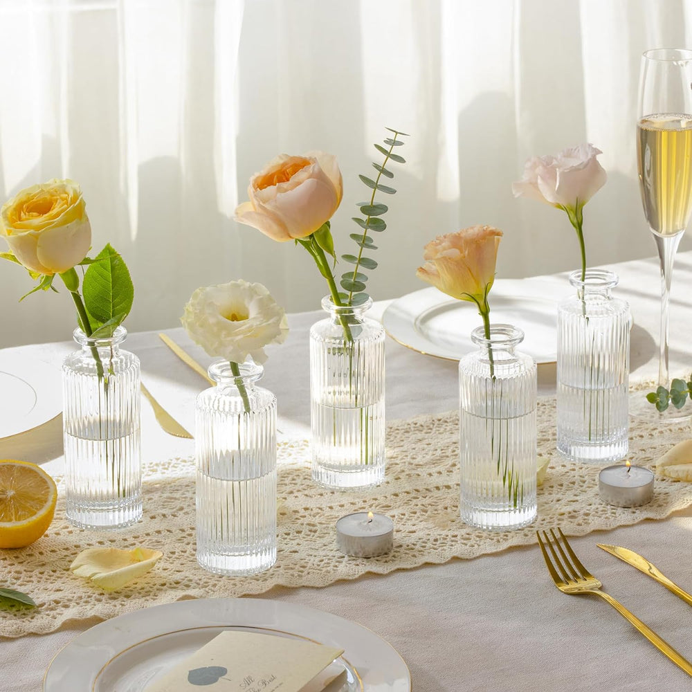 ComSaf Glass Small Bud Vases in Bulk 12 Pcs 5.2 Inch, Clear Flower Vases