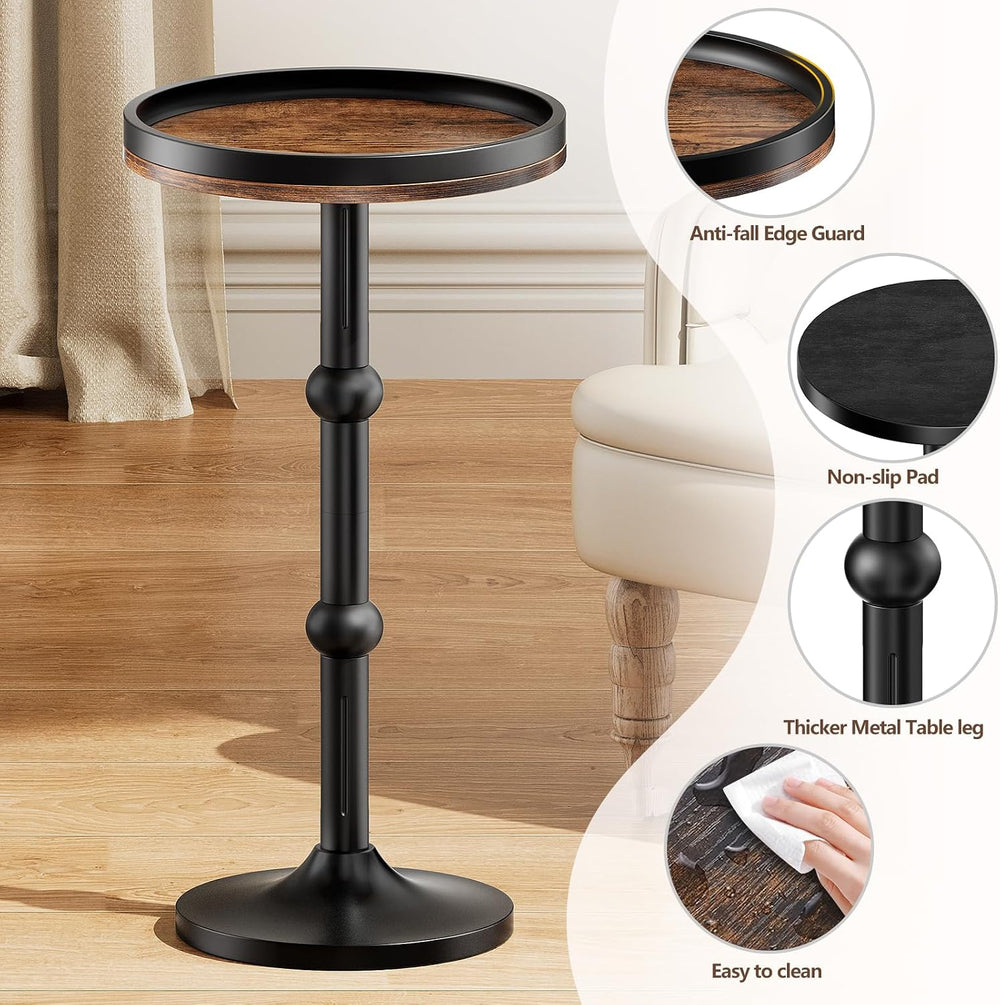 Small Round Side Table, Drink Table for Small Spaces, Modern Cocktail Table w...